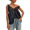 Free People Lacey Essential Crinkle Tunic Tank In Black