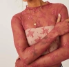 Free People Lady Lux Floral Mesh Layering Top In Red