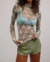 Free People Lady Lux Printed Layering Top In Tea Combo In Mermaids Tail