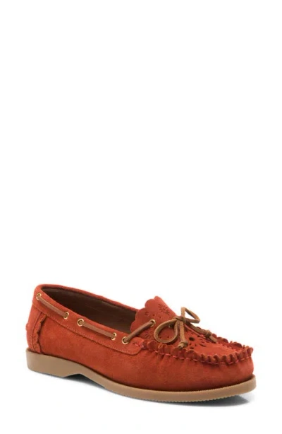 Free People Lagoon Cut Out Boat Shoes Rust Suede In Brown