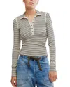Free People Lake Henley Stripe Tee In Tea Combo In Gray