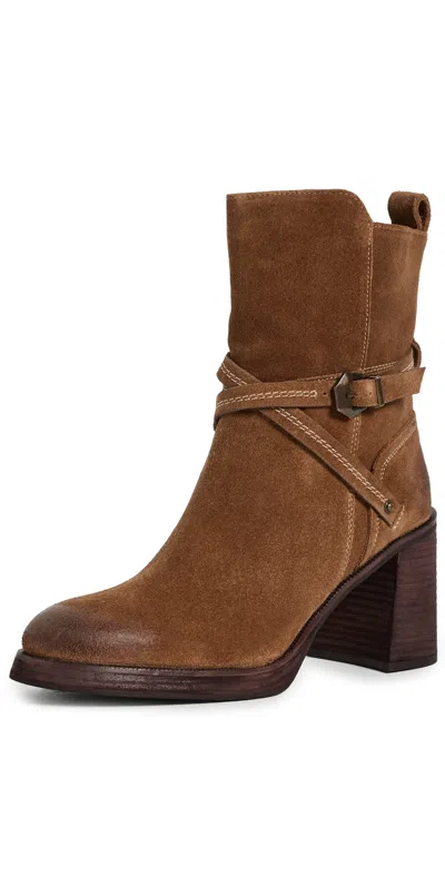 Free People Landry Platform Boots Faded Tobacco Suede In Brown