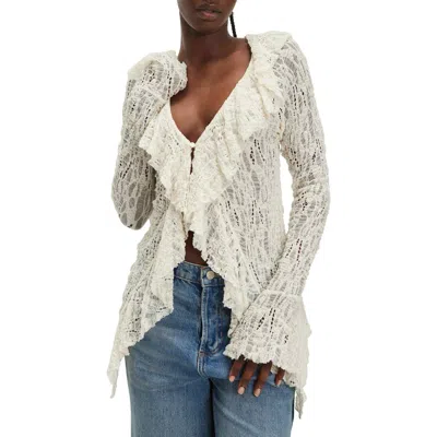 Free People Laney Lace Cardigan Sweater In White