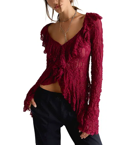 Free People Laney Lace Cardigan Sweater In Red