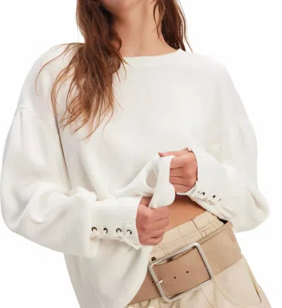 Free People Lapis Cuff Long Sleeve Blouse In Clean Ivory In Multi