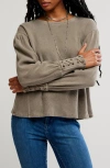 Free People Lapis Lace-up Cuff Cotton Thermal Top In Multi