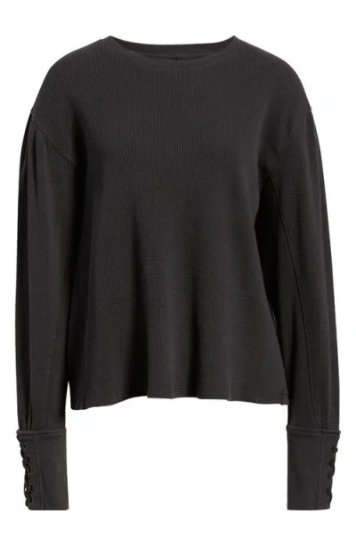 Free People Lapis Lace-up Cuff Cotton Thermal Top In Multi