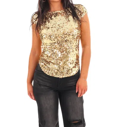 Free People Late Last Night Cap Sleeve Tee In Gold