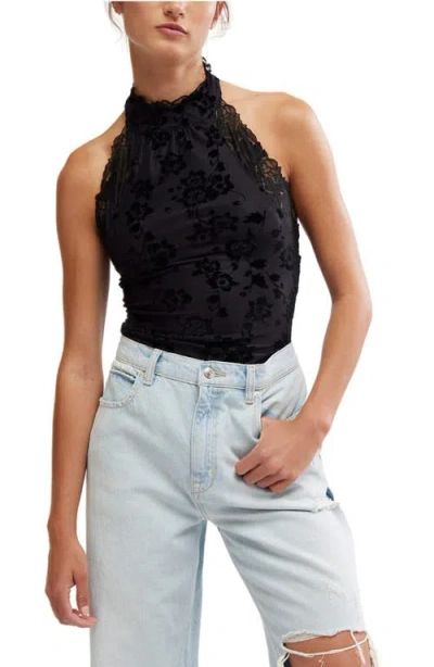 Free People Late Night Stretch Bodysuit In Black