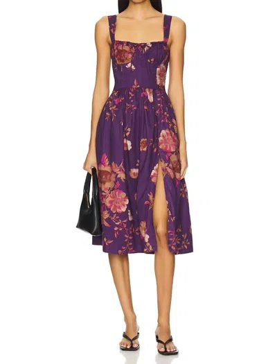 Free People Laters Baby Midi Dress In Grape Combo In Purple