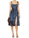 FREE PEOPLE LATERS BABY MIDI DRESS IN STORM COMBO