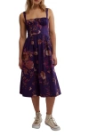 Free People Laters Baby Stretch Cotton Midi Sundress In Grape Combo