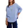 Free People Latte Blue Oversize Thermal Top