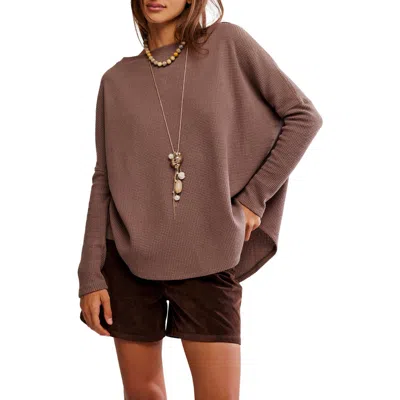 Free People Latte Blue Oversize Thermal Top In Brown