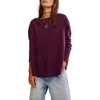 Free People Latte Blue Oversize Thermal Top In Burgundy