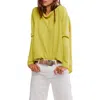 Free People Latte Blue Oversize Thermal Top In Green