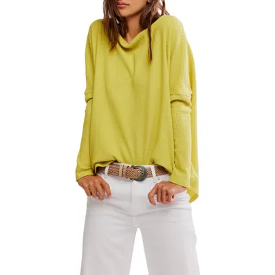 Free People Latte Blue Oversize Thermal Top In Green