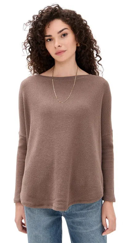 Free People Latte Blues Thermal Shirt Leafless Tree In Brown