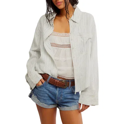 Free People Laurel Linen Blend Button-up Shirt In White