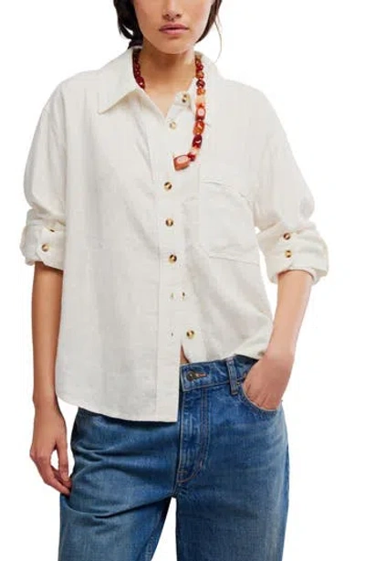 Free People Laurel Linen Blend Button-up Shirt In White