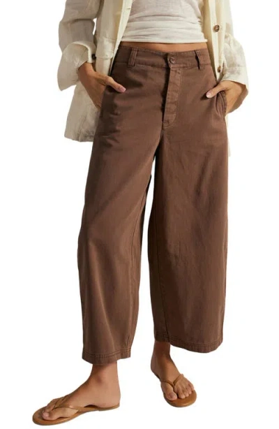 Free People Lay Down Ankle Wide Leg Chinos In Brown