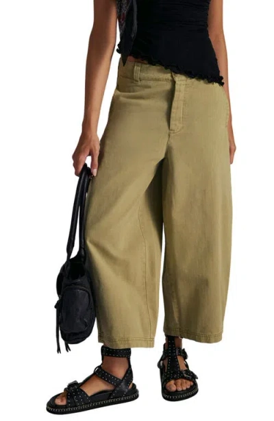 Free People Lay Down Ankle Wide Leg Chinos In Green