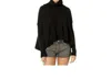 Free People Layer Cake Trapeze Turtleneck Oversize Sweater In Black In Black