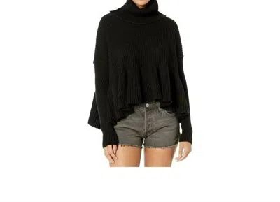 Free People Layer Cake Trapeze Turtleneck Oversize Sweater In Black