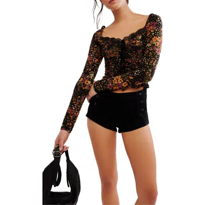 Free People Layer It On Me Ruched Crop Top In Black Combo