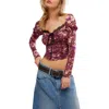 Free People Layer It On Me Ruched Crop Top In Red Combo