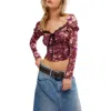 Free People Layer It On Me Ruched Crop Top In Red Combo