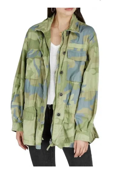 Free People Lead The Way Camo Jacket In Lime Combo In Green