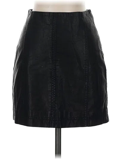 Pre-owned Free People Leather Skirt In Black