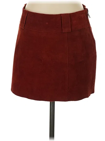 Pre-owned Free People Leather Skirt In Burgundy