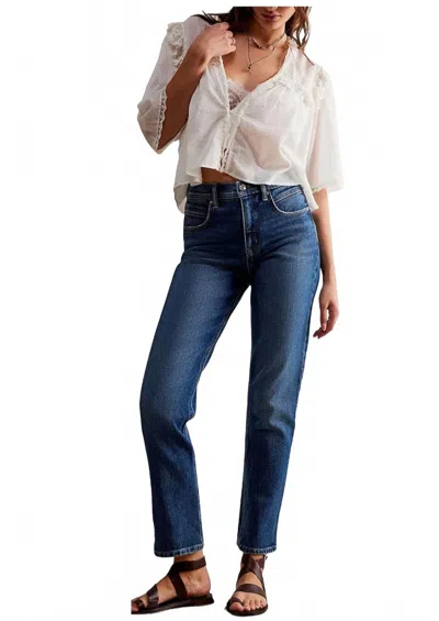 Free People Leila High Rise Slim Jean In Cupid Blue In White