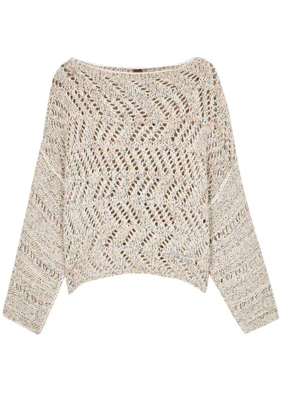 Free People Leilani Open-knit Cotton-blend Jumper In Multi