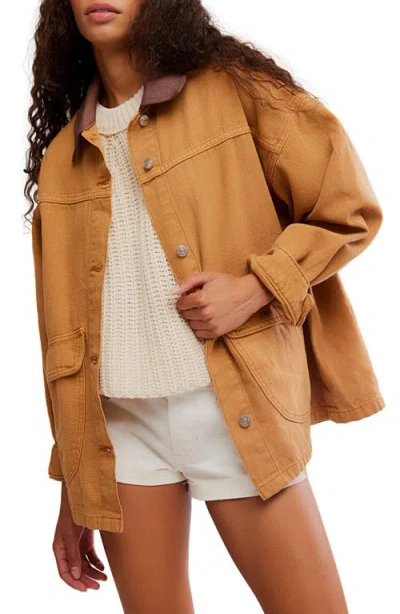 Free People Lemon Canvas Chore Jacket In Brown