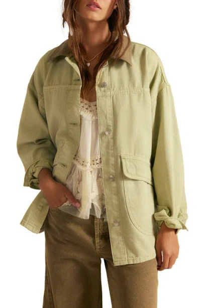 Free People Lemon Canvas Chore Jacket In Black