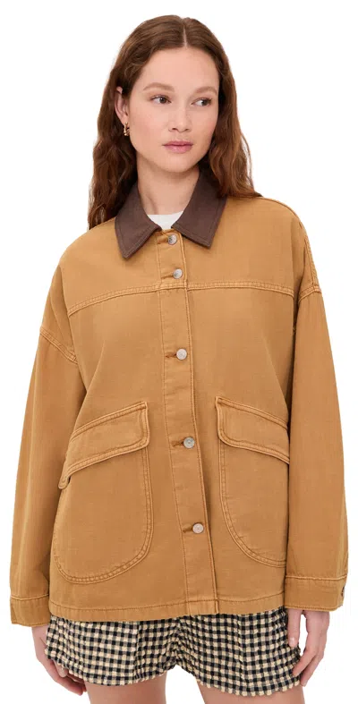 Free People Lemon Canvas Jacket Meerkat In Brown