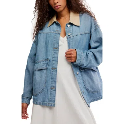 Free People Lemon Denim Chore Jacket In Blue