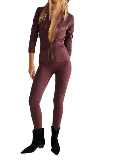 Free People Lennox Jumpsuit In Wine In Pink