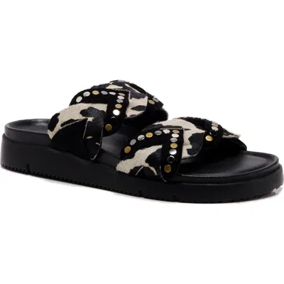 Free People Leo Genuine Calf Hair Sandal In Black Calf Hair