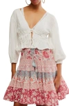 Free People Let's Go Tie Front Linen & Cotton Top