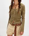 Free People Lets Party Cardigan In Gothic Olive In Green