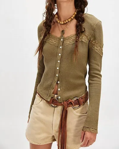 FREE PEOPLE LETS PARTY CARDIGAN IN GOTHIC OLIVE