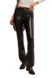 Free People Level Up Faux Leather Slit Cuff Pants In Black