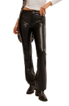 Free People Level Up Faux Leather Slit Cuff Pants In Black