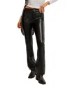 Free People Level Up Faux Leather Slit Cuff Pants In Black