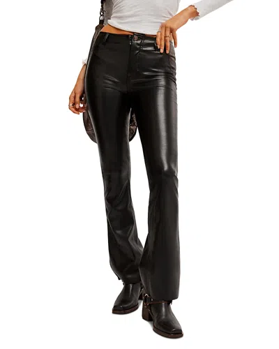 Free People Level Up Faux Leather Slit Cuff Pants In Black