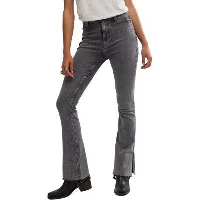 Free People Level Up Side Slit Bootcut Jeans In Ridge Grey